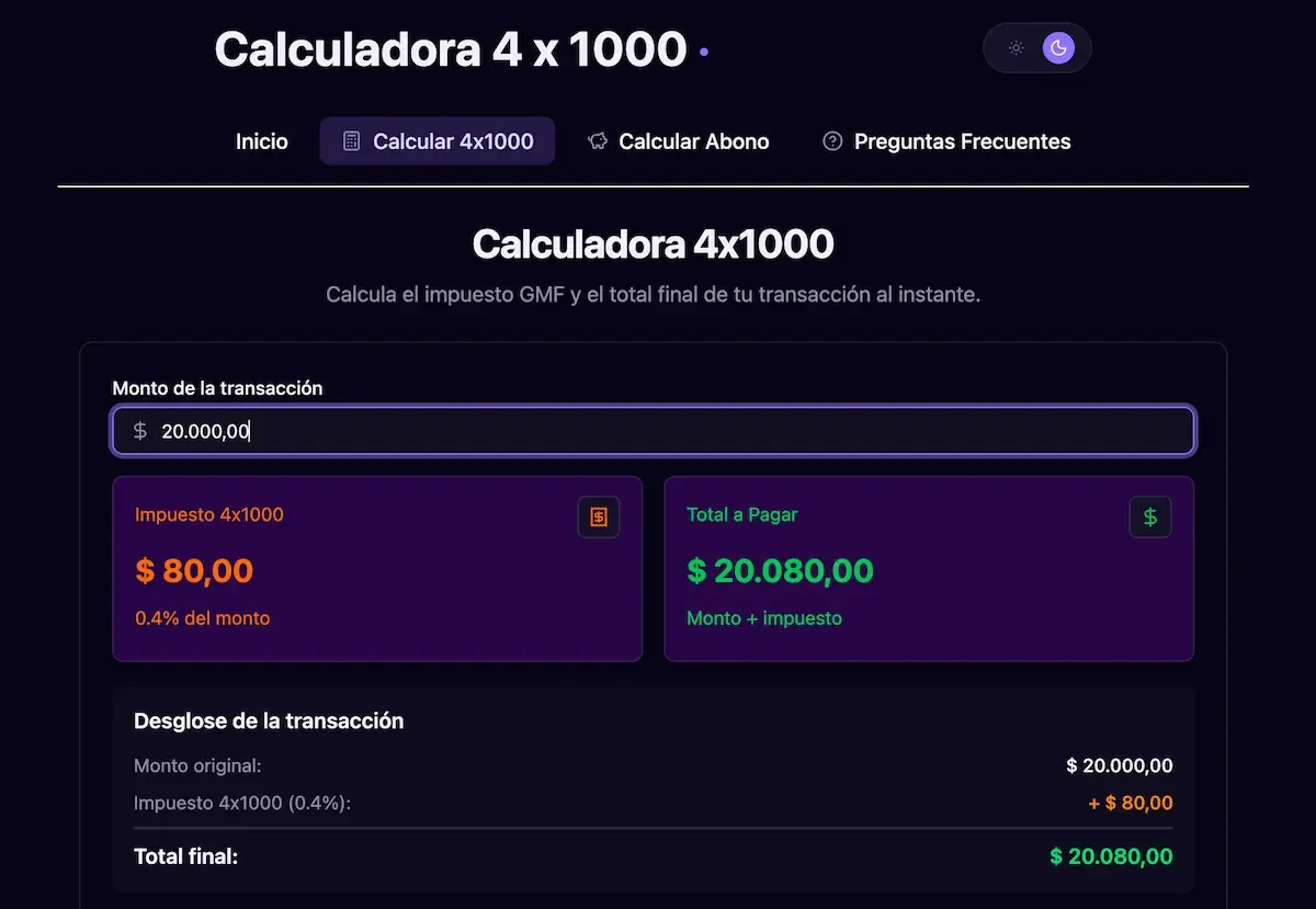 Captura de Calculadora 4×1000