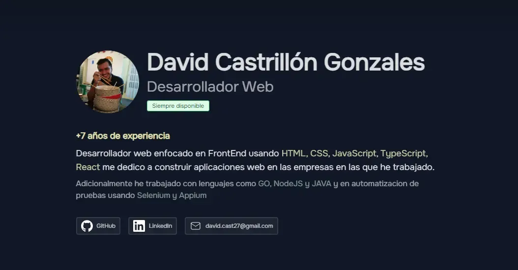 Captura de Portfolio