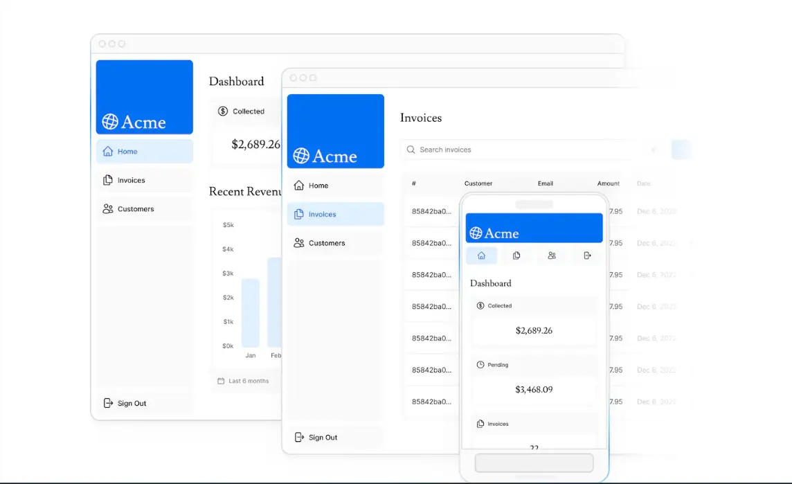 imagen de Acme Dashboard - curso de Next.js  